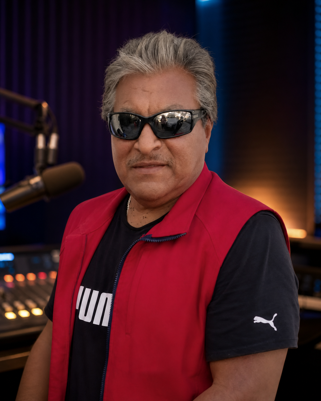 José Luis El Puma en cabina de radio